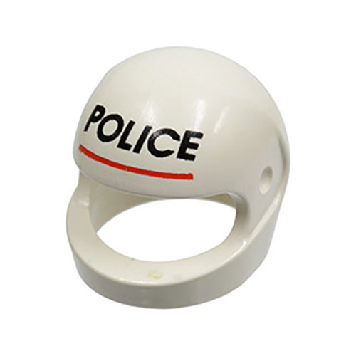 LEGO Minifigure, Headgear Helmet Motorcycle (Standard) with `POLICE` Red Line Pattern 2446PX2