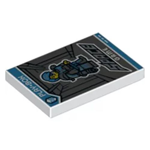 LEGO Tile 2 x 3 with PLAY-BOX, SPACE GAME and Collectible Minifigures Series 16 Cyborg Pattern 26603PB046