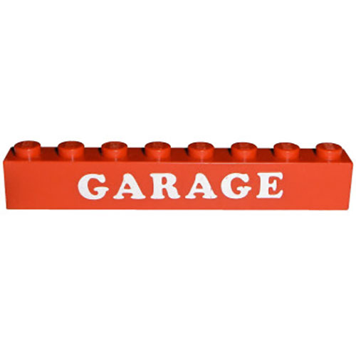 LEGO Brick 1 x 8 with White `GARAGE` Pattern 3008PB021