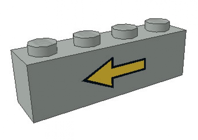 LEGO Brick 1 x 4 with Yellow Left Arrow and Black Border Pattern 3010P42