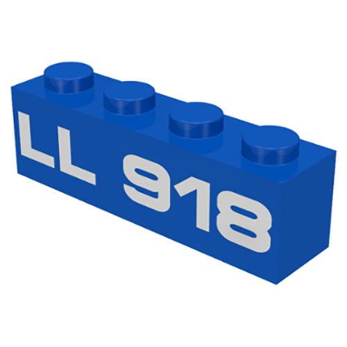 LEGO Brick, Decorated 1 x 4 with White LL 918 Pattern 3010P918