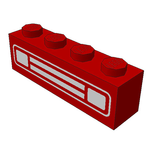 LEGO Brick, Decorated 1 x 4 with Car Grill Chrome Pattern 3010PB035U