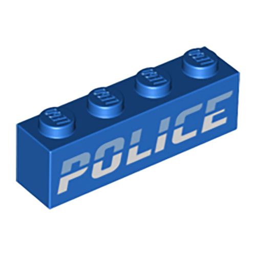 LEGO Brick 1 x 4 with Bright Light Blue and White `POLICE` Pattern 3010PB332