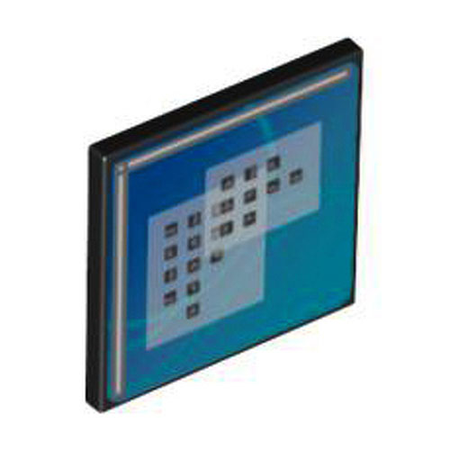 LEGO Road Sign Clip-on 2 x 2 Square with Curved Blue Lines and Small Black Squares Pattern (Computer Screen) 30258PB018