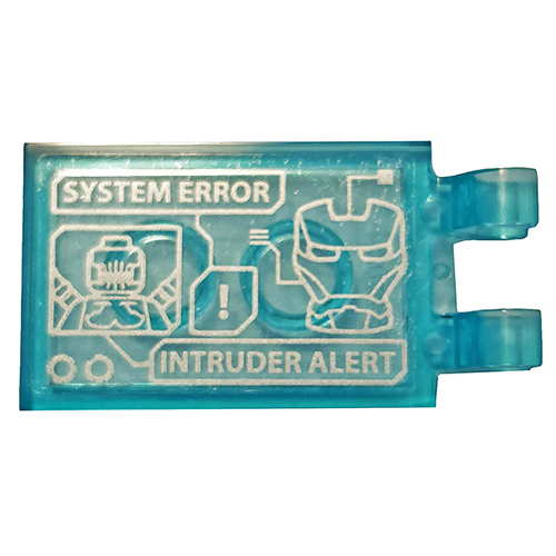 LEGO Tile, Modified 2 x 3 with 2 Clips with Iron Man`s Mask, Outrider, `SYSTEM ERROR` and `INTRUDER ALERT` Pattern (Sticker) - Set 76125 30350BPB094