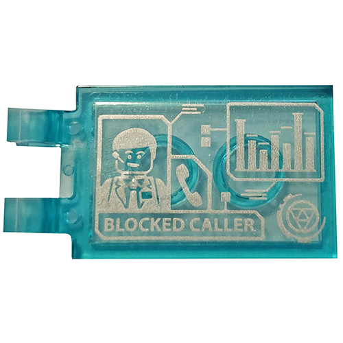 LEGO Tile, Modified 2 x 3 with 2 Clips with Graphics, Agent Coulson and `BLOCKED CALLER` Pattern (Sticker) - Set 76125 30350BPB096