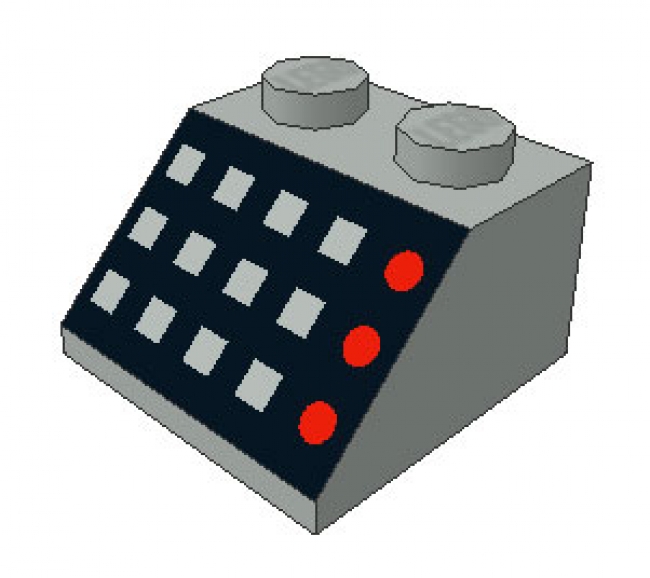 LEGO Slope, Decorated 45 2 x 2 with 12 Buttons, 3 Red Lamps, Black Panel 3039P32