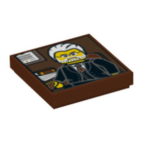 LEGO Tile 2 x 2 with Portrait of Male Minifig with Gray Hair, Beard and Black Suit Pattern 3068BPB0699