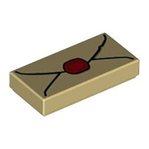 LEGO Tile 1 x 2 with Groove with Envelope with Red Wax Seal and Dark Tan Highlights Pattern 3069PB0730