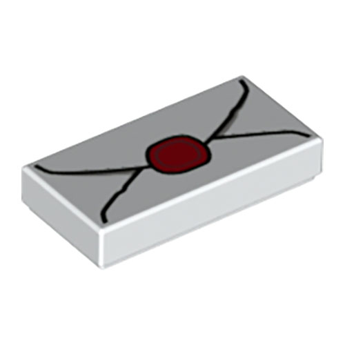 LEGO Tile 1 x 2 with Groove with Envelope with Red Wax Seal and Gray Highlights Pattern 3069PB0779