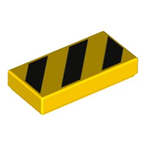 LEGO Tile 1 x 2 with Black and Yellow Danger Stripes (Small Yellow Corners) Pattern 3069PB1035