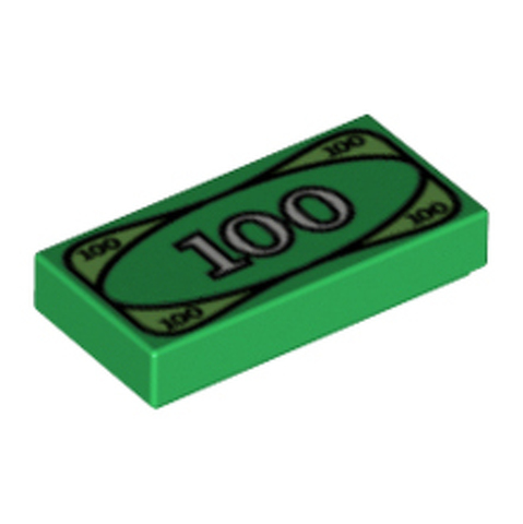 LEGO Tile 1 x 2 with 100 Dollar Bill Money Pattern 3069PX7