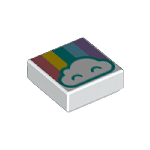 LEGO Tile 1 x 1 with Groove with Cloud and Pastel Rainbow Pattern 3070PB134