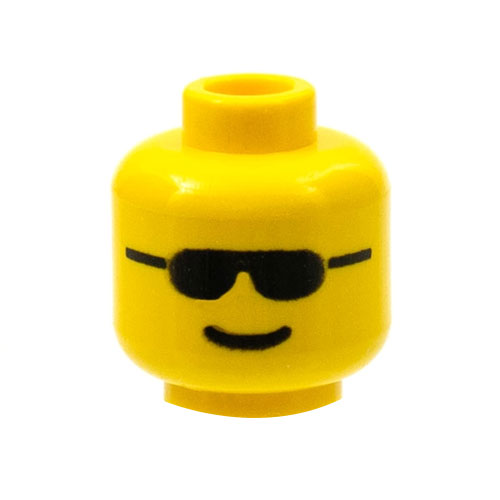 LEGO Minifigure, Head Glasses with Black Sunglasses and Standard Grin Pattern - Blocked Open Stud 3626BP04