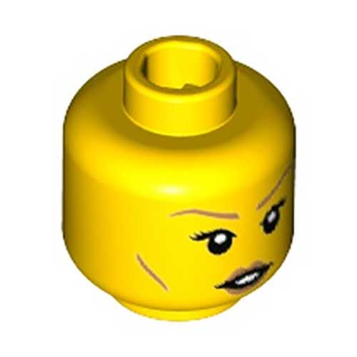 LEGO Minifigure, Head Female with Medium Dark Flesh Eyebrows, Cheek Lines and Lips Pattern - Hollow Stud 3626CPB1830