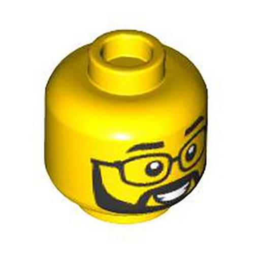 LEGO Minifigure, Head Black Eyebrows, Glasses and Full Beard, Open Mouth Smile Pattern - Hollow Stud 3626CPB3228