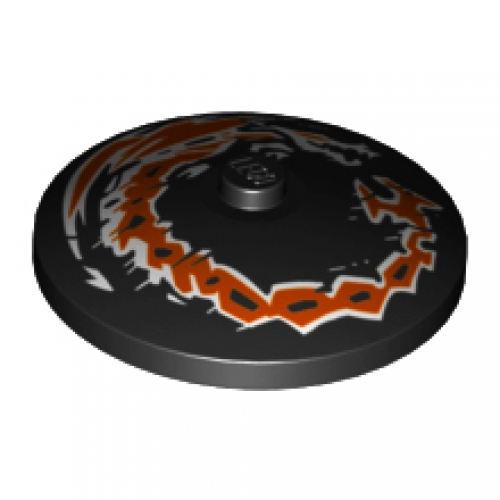 LEGO Dish 4 x 4 Inverted (Radar) with Dragon Orange and White Pattern 3960PB057