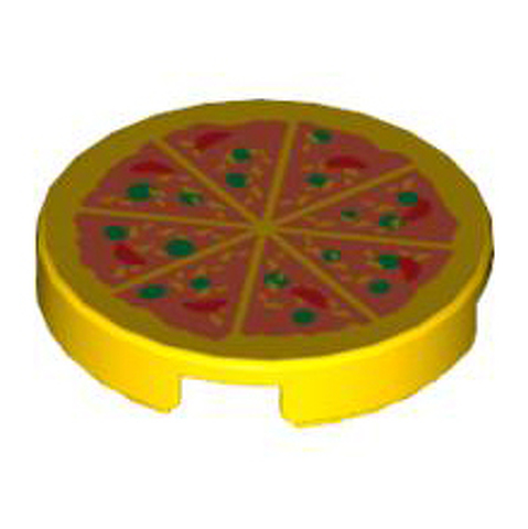 LEGO Tile, Round 2 x 2 with Pizza Pattern 4150P02