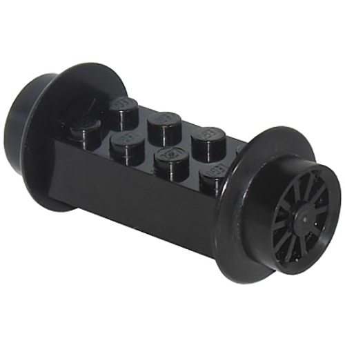 LEGO Brick, Modified 2 x 4 with Wheels, Train Spoked Small (23mm D.) Black 4180C01