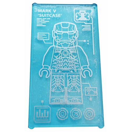 LEGO Glass for Window 1 x 4 x 6 with Iron Man Armor `MARK V SUITCASE` Pattern (Sticker) - Set 76125 57895PB060