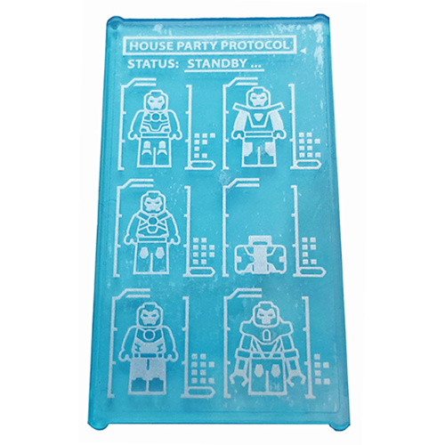 LEGO Glass for Window 1 x 4 x 6 with Iron Man Armors `HOUSE PARTY PROTOCOL STATUS: STANDBY...` Pattern (Sticker) - Set 76125 57895PB062