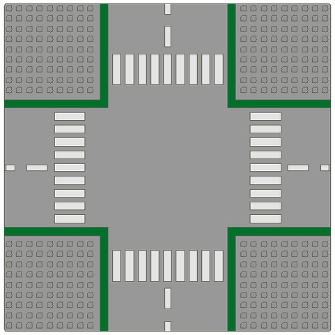 LEGO Baseplate, Road 32 x 32 9-Stud Crossroads with Road Pattern 607P01