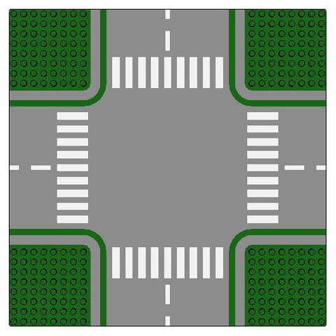 LEGO Baseplate, Road 32 x 32 8-Stud Crossroads with Road Pattern 611P01