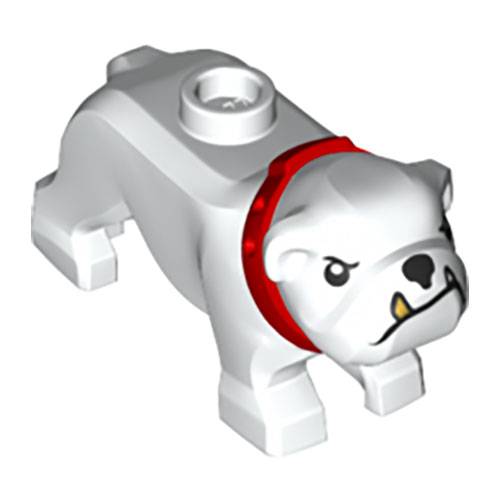 LEGO Dog, Bulldog with Black Eyes, Nose and Mouth, Gold Tooth, and Red Collar Pattern 65388PB01