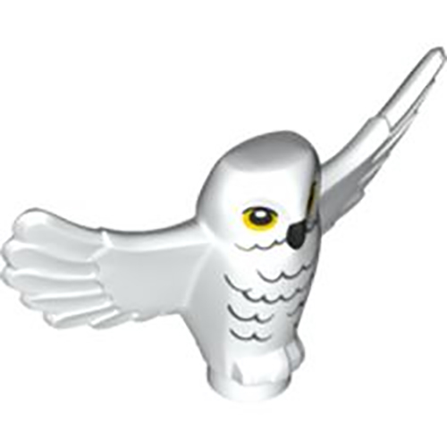 LEGO Owl, Spread Wings with Black Beak, Yellow Eyes, and Light Bluish Gray Rippled Chest Feathers Pattern (HP Hedwig) 67632PB01