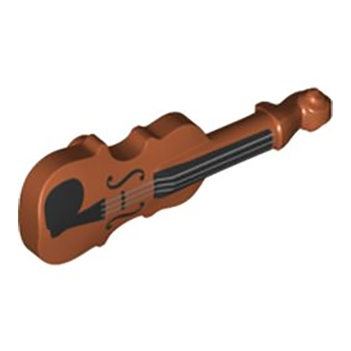 LEGO Minifigure, Utensil Musical Instrument, Violin with Silver Strings and Black Fingerboard, F-holes, and Chin Rest Pattern 69947PB01