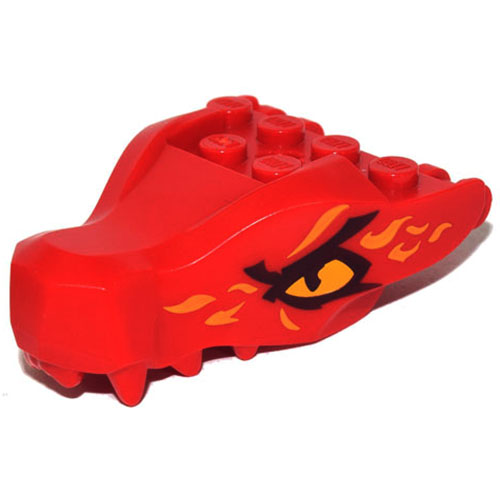 LEGO Dragon Head (Ninjago) Jaw with 2 Bar Handles on Back with Bright Light Orange Eyes and Scales Pattern 72362PB04