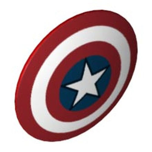 LEGO Minifig, Shield Round with Rounded Front and Bullseye with Captain America Star Pattern 75902PB01