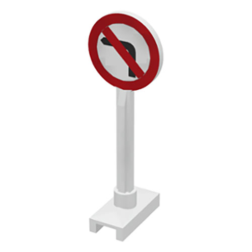LEGO Road Sign Round with Left Turn Prohibited Pattern 80039