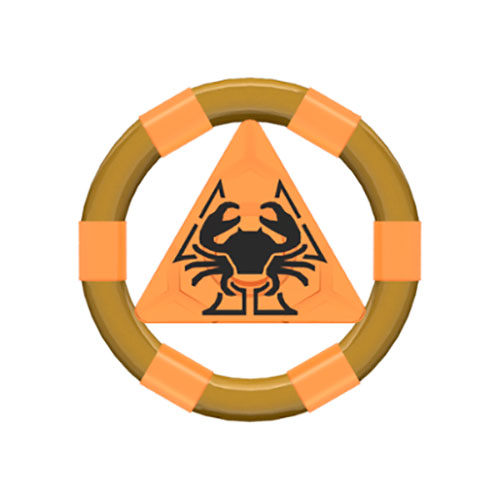 LEGO Ring with Center Triangle with Gold Bands and Crab Pattern (Atlantis Treasure Key) 87748PB01