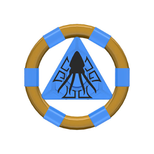 LEGO Ring with Center Triangle with Gold Bands and Squid Pattern (Atlantis Treasure Key) 87748PB04