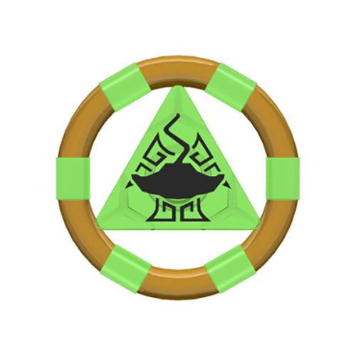 LEGO Ring with Center Triangle with Gold Bands and Manta Ray Pattern (Atlantis Treasure Key) 87748PB05