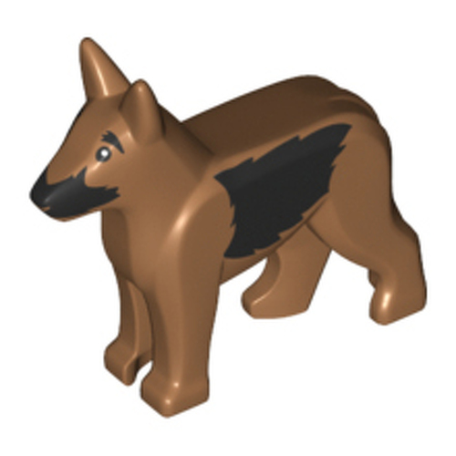 LEGO Dog Alsatian / German Shepherd (Police Dog) with Black Eyes, Muzzle, and Sides Pattern 92586PB04