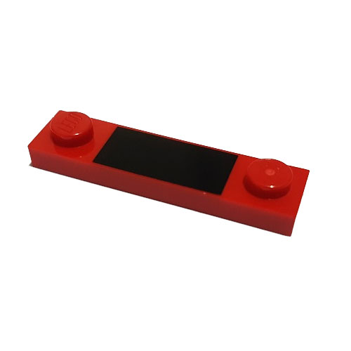 LEGO Plate, Modified 1 x 4 with 2 Studs without Groove with Black Rectangle Pattern 92593PB038