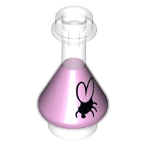 LEGO Minifigure, Utensil Bottle, Erlenmeyer Flask with Magenta Fluid and Black Fly Pattern 93549PB06