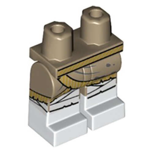 LEGO Hips and Legs with White Boots, Gold Belt, Skirt Hem and Legs Wrappings Pattern 970C00PB1002