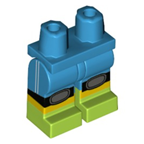 LEGO Hips and Legs with Lime Boots, Black and Dark Bluish Gray Kneepads and Yellow Shins Pattern 970C00PB1010