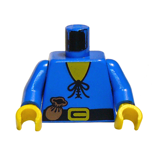 LEGO Torso Castle Forestman Tie Shirt and Purse Pattern / Blue Arms / Yellow Hands 973P46C02