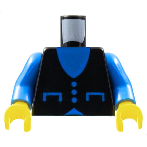 LEGO Torso Vest with Pockets and Buttons over Blue Shirt Pattern / Blue Arms / Yellow Hands 973PB0069C01