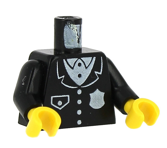 LEGO Torso Police Suit with White Badge and Pocket Pattern / Black Arms / Yellow Hands 973PB0091C01