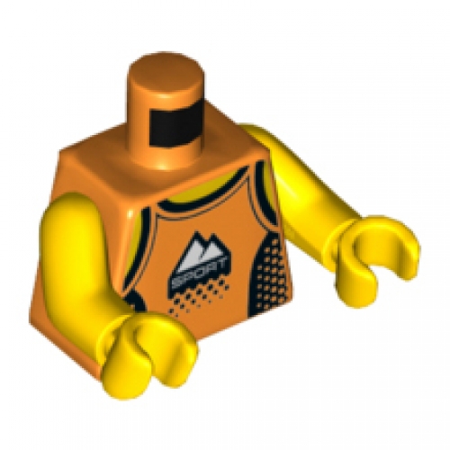 LEGO Torso, Tank Top with Black Straps and Side Panels, White Mountains and `Sport` Logo Pattern / Yellow Arms / Yellow Hands 973PB3169C01