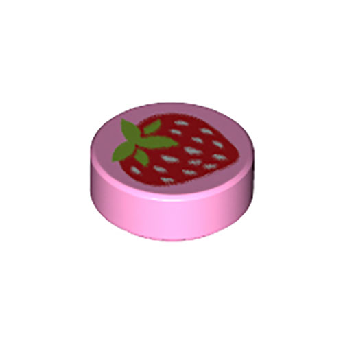 LEGO Tile, Round 1 x 1 with Strawberry Pattern 98138PB015