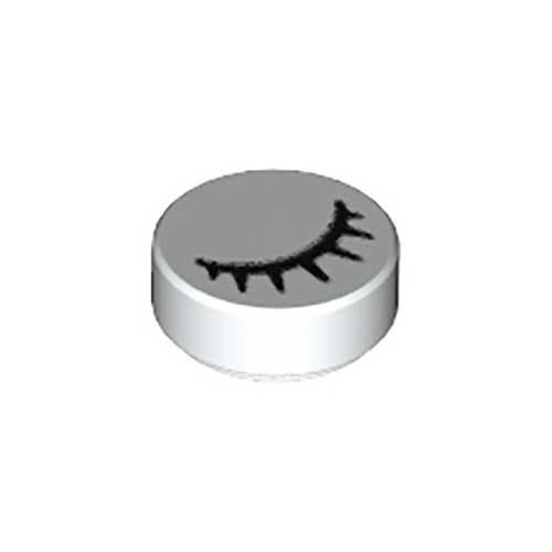 LEGO Tile, Round 1 x 1 with Black Eye Closed with Eyelashes Pattern 98138PB028