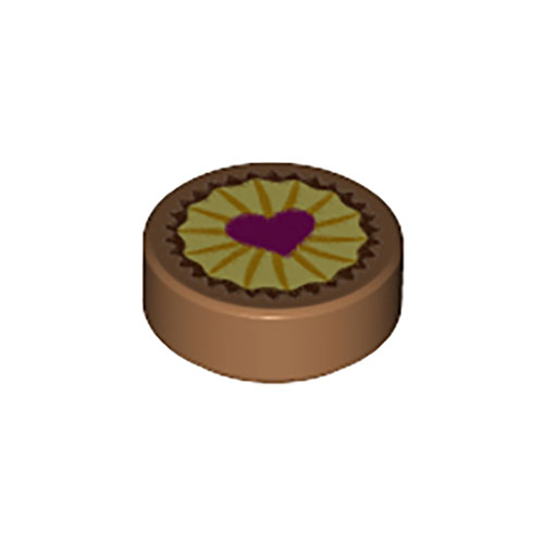 LEGO Tile, Round 1 x 1 with Heart Pastry Pattern 98138PB094