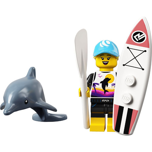 LEGO Minifigura Paddle Surfer, Series 21 (Complete Set with Stand and Accessories) COL21-1