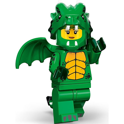 LEGO Minifigura Green Dragon Costume, Series 23 (Complete Set with Stand and Accessories) COL23-12